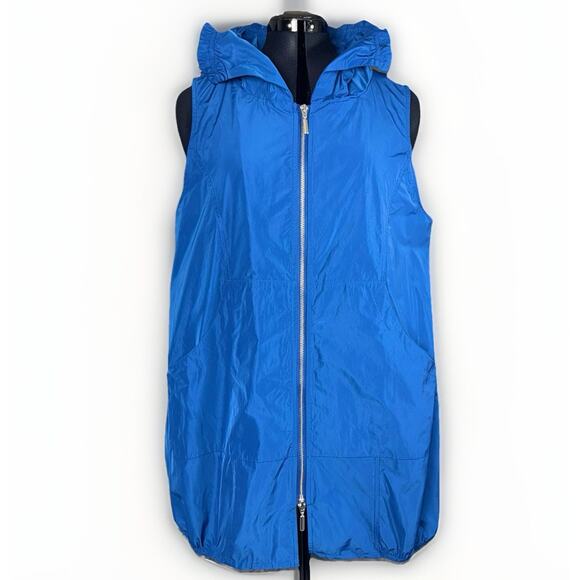 Liv By Habitat Clothes SM Blue Tunic Bubble Full Zip Vest Pocket Cinch Lagenlook - Picture 1 of 7